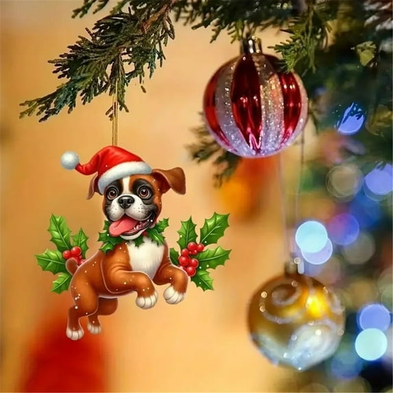 Christmas Dog Acrylic Flat Personality Creative Christmas Tree Decoration Ornaments Pendant Home Decoration Christmas Pendant/ Christmas Dog Acrylic Pendant 3