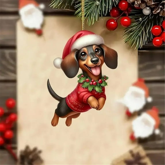 Christmas Dog Acrylic Flat Personality Creative Christmas Tree Decoration Ornaments Pendant Home Decoration Christmas Pendant/ Christmas Dog Acrylic Pendant 6