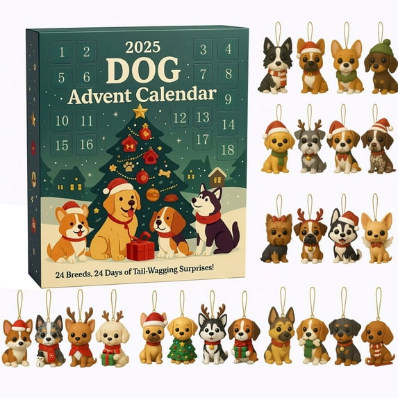 Christmas Dog Advent Calendar 2025, 24 Days Holiday Countdown Calendar Box Tree Ornaments Charm, Christmas Gift for Dog Lovers/Kids/Adults (various dogs) Brand: ZHIYUER