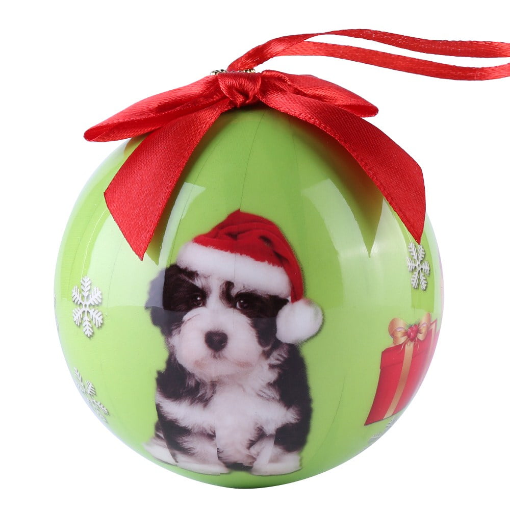 Roxie Christmas Dog Ball Ornaments Shatterproof Christmas Tree Decorations Large Hanging Ball Pendants with String for Xmas Tree, Holiday Wedding Party Decoration (GREEN)