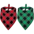 thumbnail image 1 of Christmas Dog Bandana Flannel Buffalo Plaid Dog Scarfs 2 Pack,Dog Christmas Bandanas for Pet Apparel Accessories,Seasonal Bandanas for Dogs Neutral Holiday Small/Medium/Large(S,Red+Green), 1 of 6