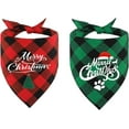thumbnail image 1 of Christmas Dog Bandanas 2 Pack Buffalo Plaid Merry Christmas Dog Bandanas for Boy Girl Holiday Seasonal Pet Scarf X-Large, 1 of 6