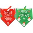 thumbnail image 1 of Christmas Dog Bandanas, 2 Pack Christmas Tree Santa Claus Dog Scarf for Boy Girl, Durable Bandanas for Medium Large Dogs, Christmas Dog Bandana Funny, Xmas Gifts for Dog Owners, 1 of 3