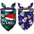 thumbnail image 1 of Christmas Dog Bandanas 2 Pack, Puppy Snowman Xmas Triangle Bibs Handkerchief, Reversible Holiday Dog Bandana for Boy and Girl, Premium Pet Scarf for Small Medium Large Dogs XL, 1 of 5