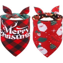 Christmas Dog Bandanas 2 Pack, Puppy Xmas Santa Claus Elk Triangle Bibs Handkerchief, Reversible Holiday Dog Bandana for Boy and Girl, Premium Pet Scarf for Small Medium Large Dogs XL