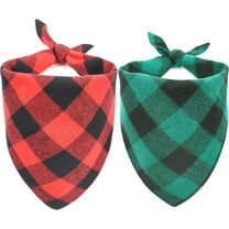 Christmas Dog Bandanas 2 Pack, Reversible Red Green Buffalo Plaid Dog Scarf for Boy and Girl, Premium Durable Fabric, Check Bandana for Small Medium Large and Extra Large Dogs (X-Large)