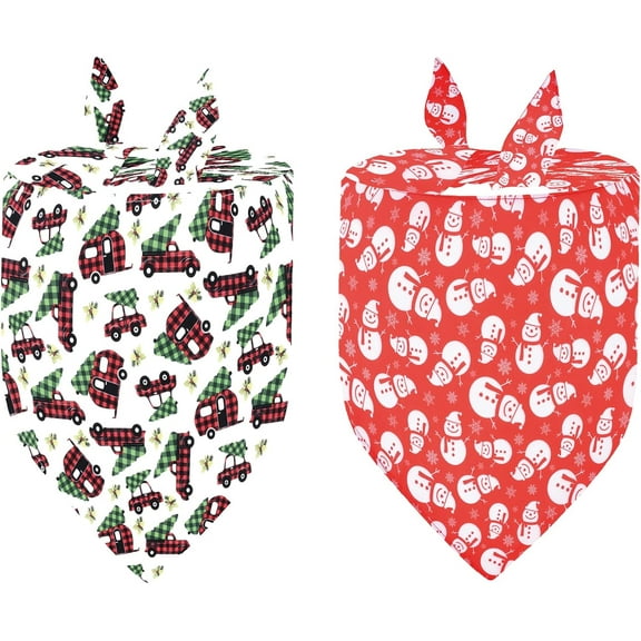 Christmas Dog Bandanas Holiday Santa Snowman Print Dog Bandana Pet Scarf Merry Christmas Pet Bandana for Small Medium Dogs Cats Pets