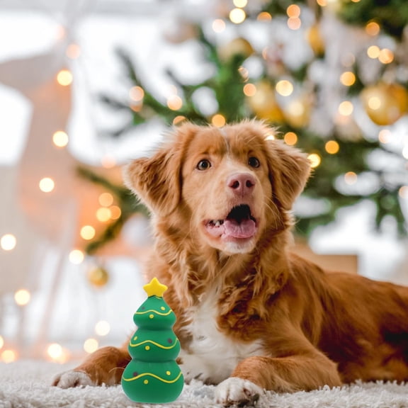 Christmas Dog Chew Toy, Durable Rubber Grind Teeth Toy with Sound Making Feature, Shatterproof Design for Aggressive Chewers, Festive Christmas Tree Shape, Perfect Holiday Pet Supply, C, 1pcs
