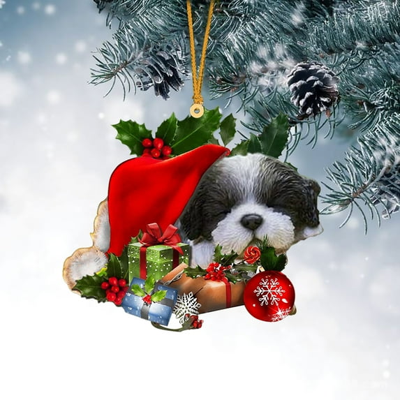 Christmas Dog Christmas Tree Ornament Christmas Tree Pendants Hanging Pendants for Christmas Holiday Party Home Decor/ New Acrylic Christmas Car Hanging F