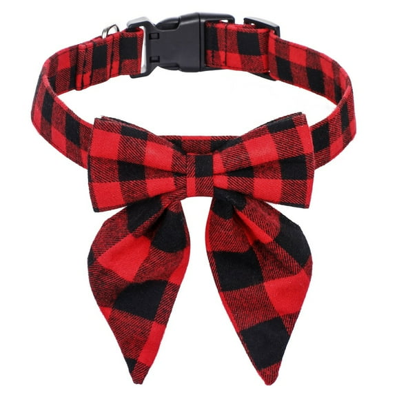 Christmas Dog Collar with Bow, Adjustable Cotton Bowtie Pets Christmas Collars for Small Medium Large Dogs Cats Pets