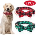 Christmas Dog Collar with Bow Tie Adjustable Dog Collar Red Green Plaid