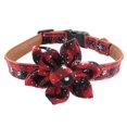 thumbnail image 1 of Christmas Dog Collar with Removable Flower, Classic Buffalo Plaid Snowflake Pet Xmas Collar, Adjustable Red Green Christmas Collars for Medium Dog, 1 of 8