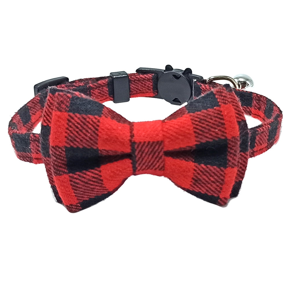 Christmas Dog Collar with Removeable Bow Classic Plaid Collars with
