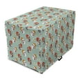 thumbnail image 1 of Christmas Dog Crate Cover, Owls in Hats Ready for Xmas Party Mistletoe and Faded Snowflakes Yuletide, Easy to Use Pet Kennel Cover for Medium Large Dogs, 35" x 23" x 27", Multicolor, by Ambesonne, 1 of 6