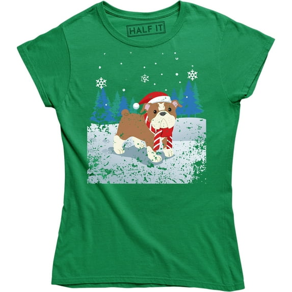 Christmas Dog Funny Animal Dogs Xmas Holiday Snowflakes Womens T-Shirt