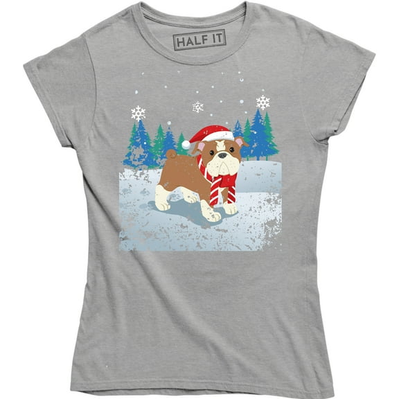 Christmas Dog Funny Animal Dogs Xmas Holiday Snowflakes Womens T-Shirt
