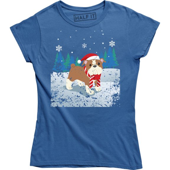 Christmas Dog Funny Animal Dogs Xmas Holiday Snowflakes Womens T-Shirt