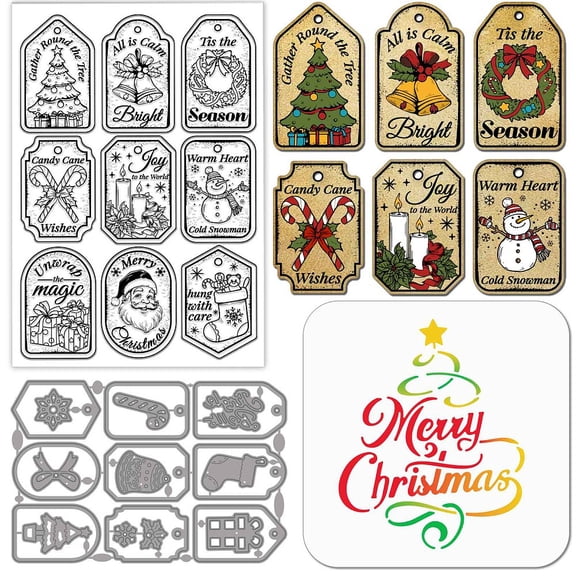 Christmas Dog Gift Clear Silicone Stamp Metal Owl Raccoon Hedgehog Cutting Die Cuts Merry Christmas Blessing Paint Craft Stencils for Crafting