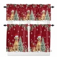 thumbnail image 1 of Christmas Dog Kitchen Curtains and Valances Set, Winter Snowflake Christmas Tree Poinsettia Red Rod Pocket Window Valance Window Curtain Panels for Living Room Bedroom Laundry, 27.5x24in, 3 Pieces, 1 of 7