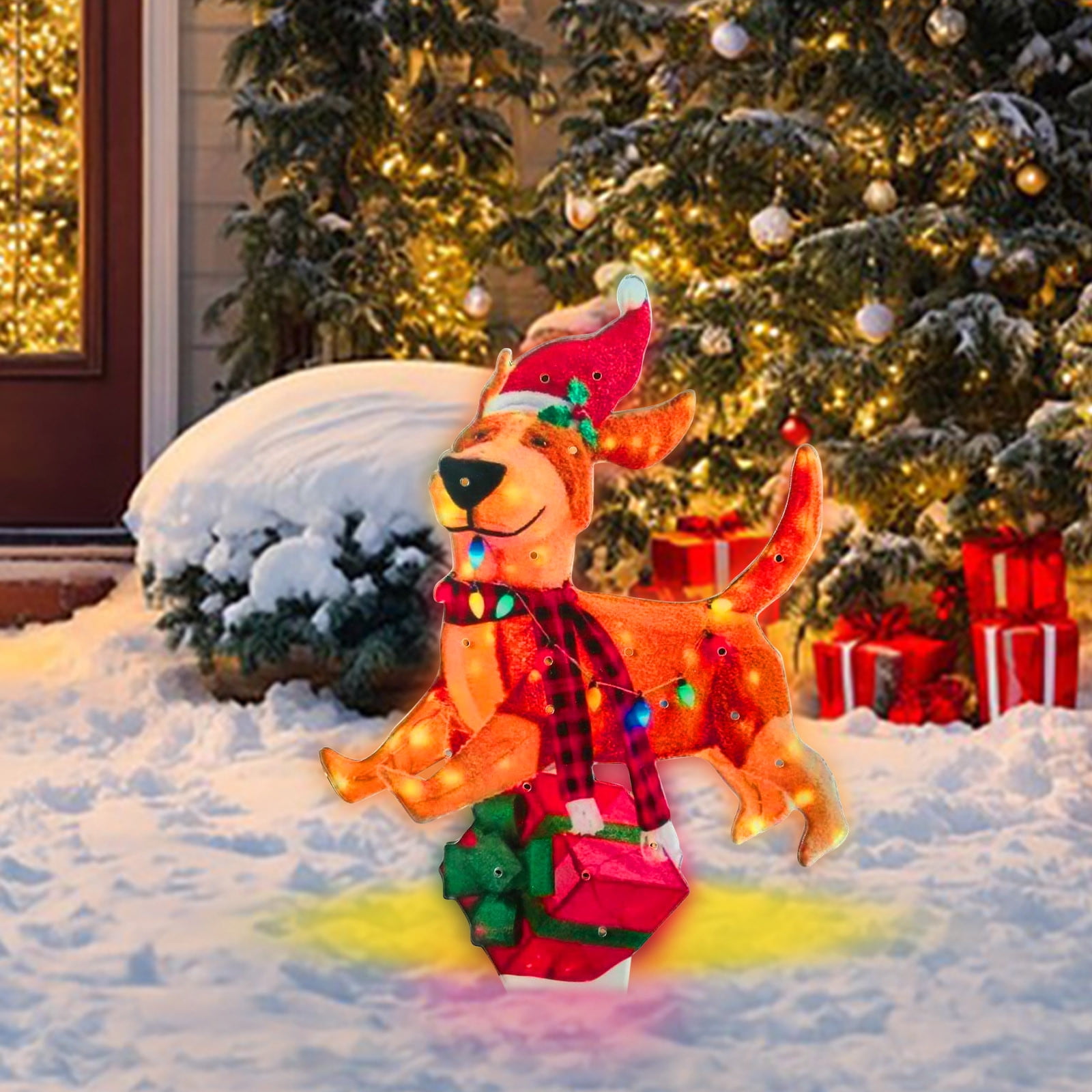 Christmas Dog LED Light Animated Christmas Outdoor Decorations Lightup
