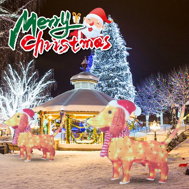 Christmas Dog LED Light Animation Christmas Outdoor Decoration Light Up