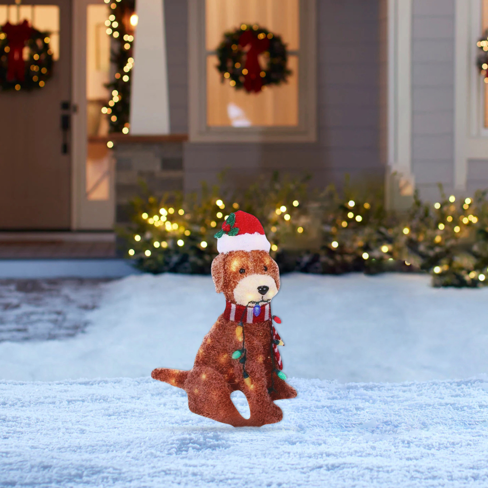 Christmas Dog Lights String Yard Decoration Lovely Santa Dog with