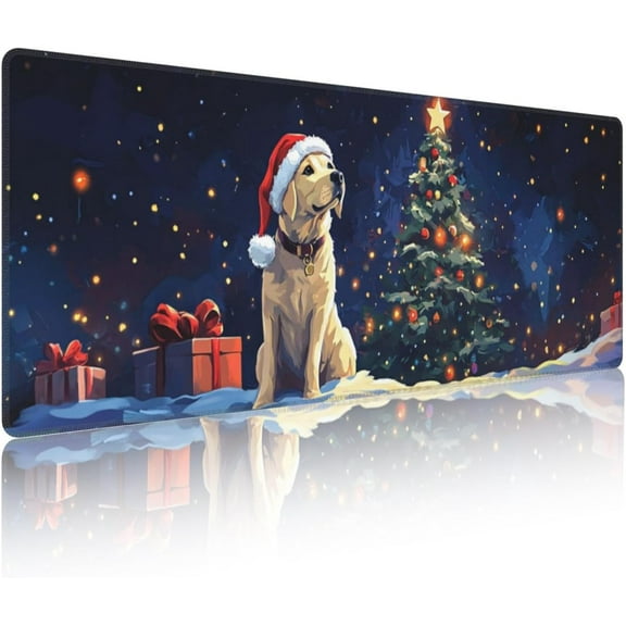 Christmas Dog Mousepad-XXL Gaming Large Mouse Pad Keyboard Mouse Mat Desk Pad Non-Slip Rubber Base Home and Office
