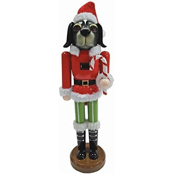 Christmas Dog Nutcracker, 14" Tall, Red/Green