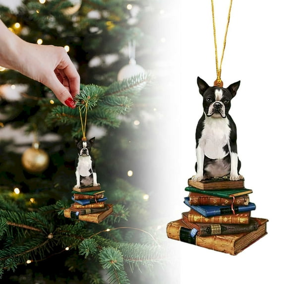 Christmas Dog Ornament Dog Ornament Christmas Dog Dog Memorial Ornament Best Gift for Dog Lover on The Book Wood Ornament Dog/ Christmas Tree Dog Pendant F