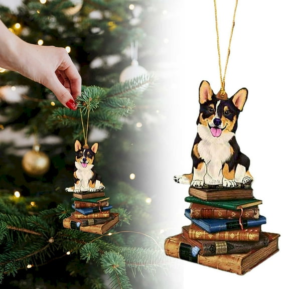 Christmas Dog Ornament Dog Ornament Christmas Dog Dog Memorial Ornament Best Gift for Dog Lover on The Book Wood Ornament Dog/ Christmas Tree Dog Pendant A