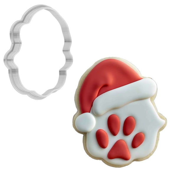 Christmas Dog Paw With Santa Hat Cookie Cutter 4 Inch Made in USA by WONDERTORY
