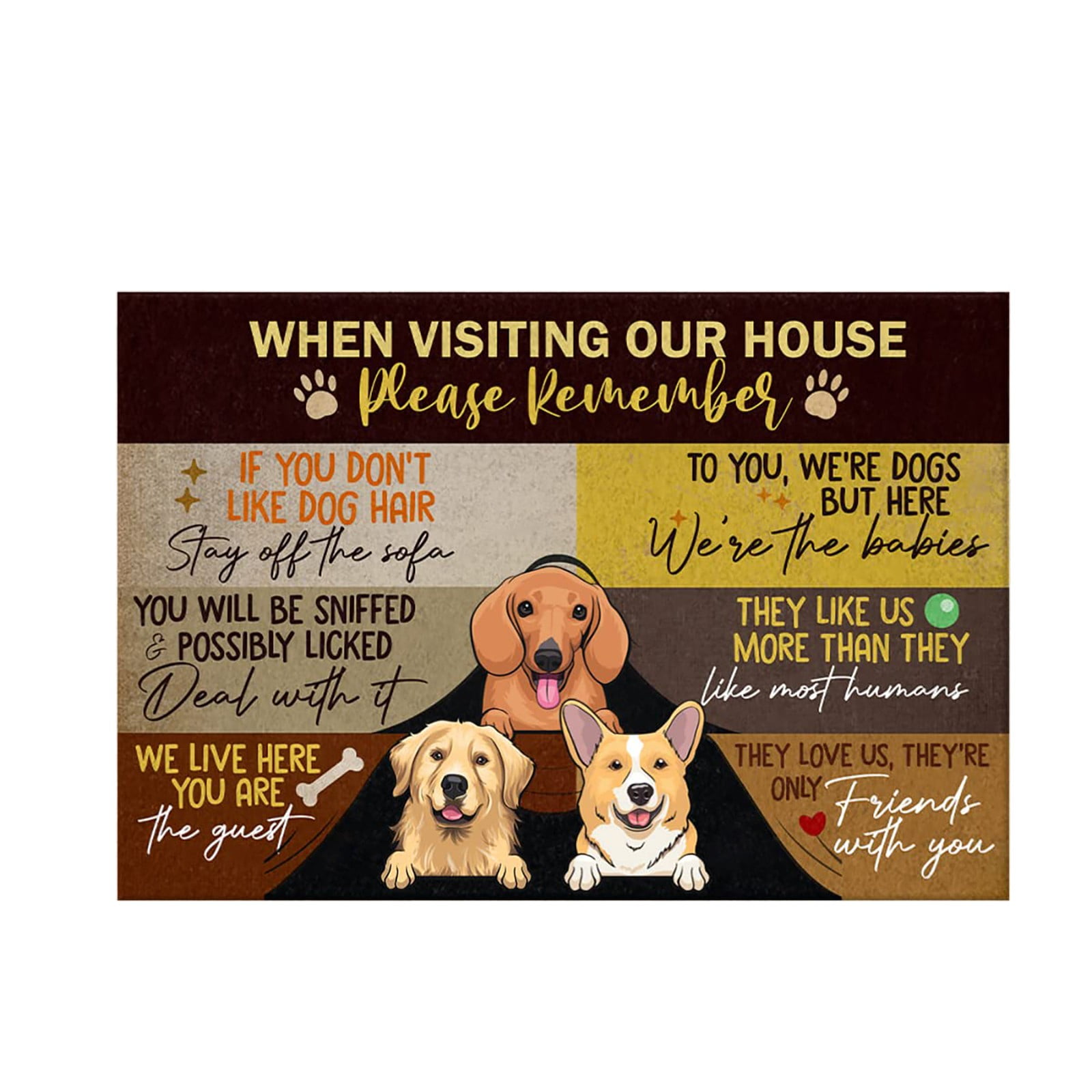 When Visiting My House, Outdoor Pet Dog Door Mat with Many Custom Dog  Breeds