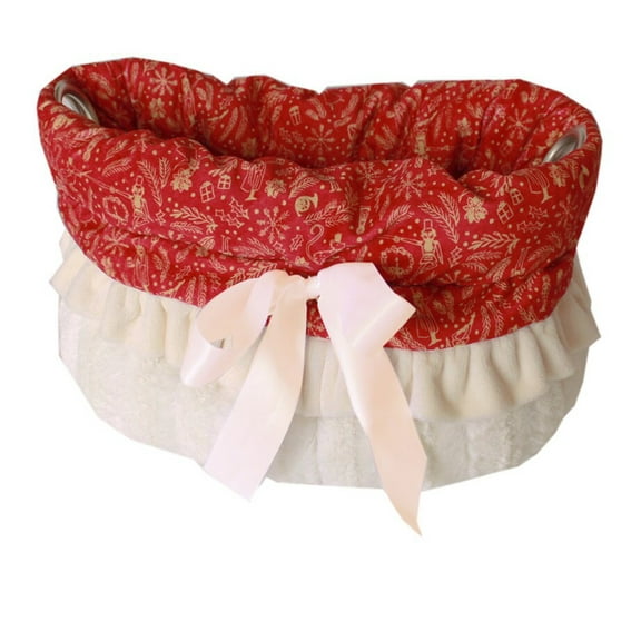 Red Holiday Whimsy Reversible Snuggle Bugs Pet Bed, Bag, and Car Seat All-in-One