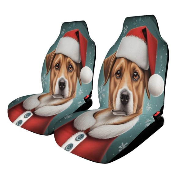Christmas Dog Santa Costume Car Seat Covers Front Seats Universal Fit for Cars SUV Truck Auto Interior Accessories