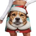 thumbnail image 1 of Christmas Dog Santa Costume Women's High Waist Skirt Stretchy Casual Mini Skirt, 1 of 8