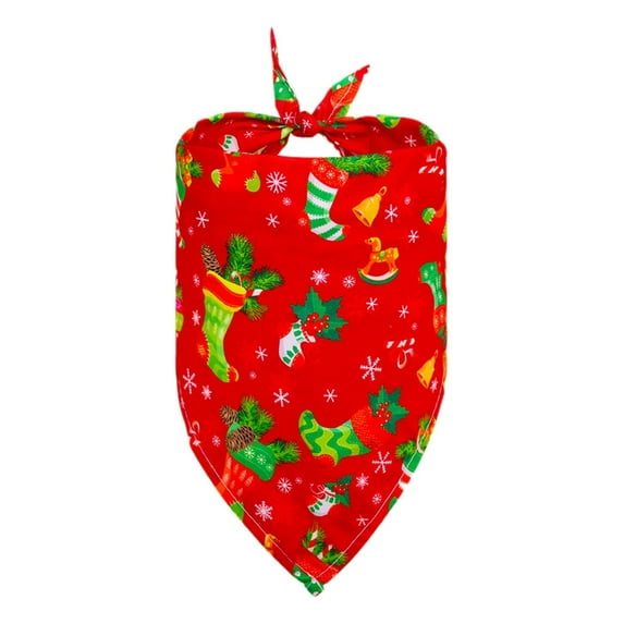 Christmas Dog Scarf - 1 Pack Double-Sided Christmas Patterns Dog Scarf For Boys And Girls Highs Quality Durables Fabric Holiday Bib For Cats And Dogs