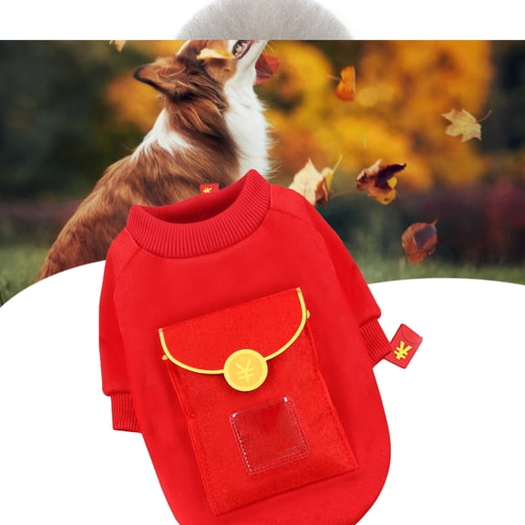 Christmas Dog Sweater,Winter Dog Clothes with Red Envelope New Year Pet Clothing For Spring Festival,Red XL