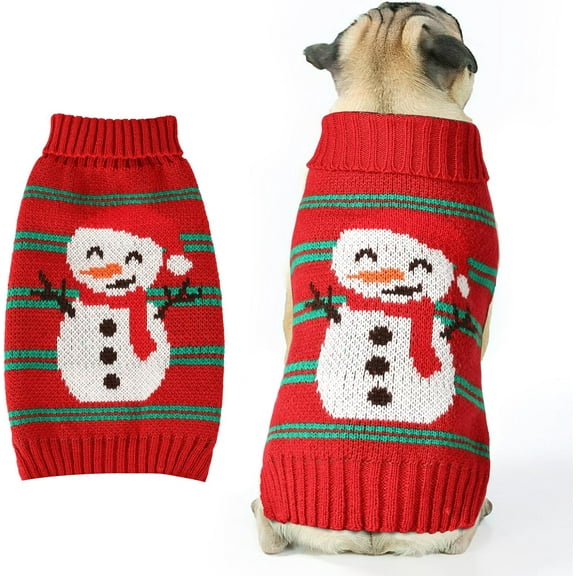Christmas Dog Sweaters for Small Medium Dogs Girl, Soft Warm Pup Dogs Shirt, Turtleneck Dog Sweaters, Knitting Collar for Outdoors Playing, Warm Dog Cat Clothes Snowman
