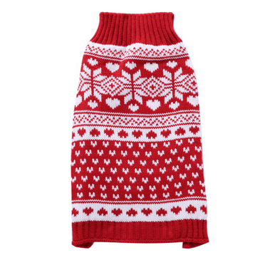 Christmas Dog Sweaters for Small Medium Dogs, Thick Knitted Fleece Xmas Holiday Festive Winter Warm Dog Hoodie Cute Puppy Dog Clothes Coat Costume - red