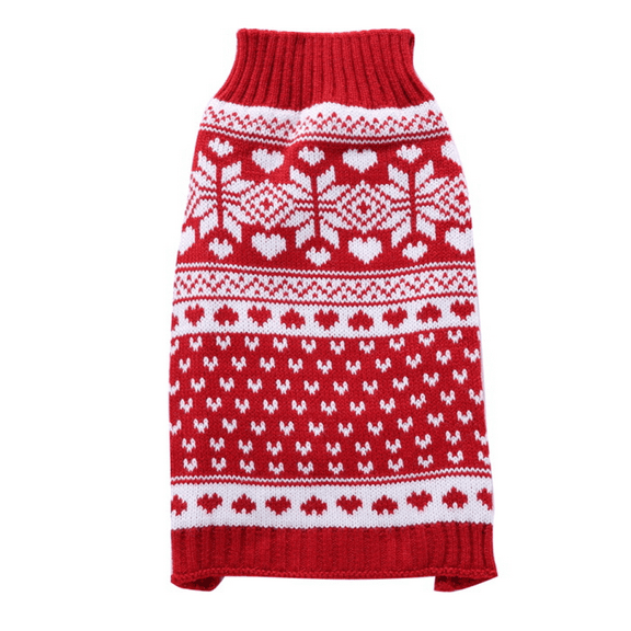 Christmas Dog Sweaters for Small Medium Dogs, Thick Knitted Fleece Xmas Holiday Festive Winter Warm Dog Hoodie Cute Puppy Dog Clothes Coat Costume - red