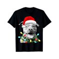 thumbnail image 1 of Christmas Dog T-Shirt for Men, Graphic Tees with Santa Hat and Lights, Holiday Tops，Crew neck，Funny，cotton，black，S-5XL, 1 of 5