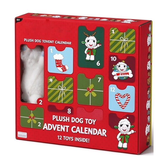 Cur Gift Christmas Dog Toy Advent Calendar, 12 Pack Plush Squeaky Sheep Toys ...