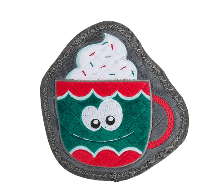 Christmas Dog Toy Joyhound Rip Roarin' Tough Plush Hot Cocoa Mug Holiday Squeaker Dog Toy - Aggressive Chewers