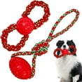 thumbnail image 1 of Christmas Dog Toys, 2 Pack Cotten Dog Rope Toys with Rubber Ball, Dog Gifts for Christmas, Tug of War Dog Toy for Small and Medium Dogs, 1 of 7