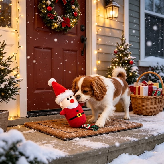 Christmas Dog Toys, Dog Squeaky Toys, Interactive Plush Puppy Chew Toys, Cute Dog Funny Toys, Dog Gifts for Small, Middle Dogs, B