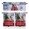 thumbnail image 1 of Christmas Dogs Kitchen Curtains and Valances Set, Merry Christmas Trucks Tree Winter Snow Scene Rod Pocket Window Valance Window Curtain Panels for Living Room Bedroom Laundry, 27.5x36in, 3 Pieces, 1 of 7