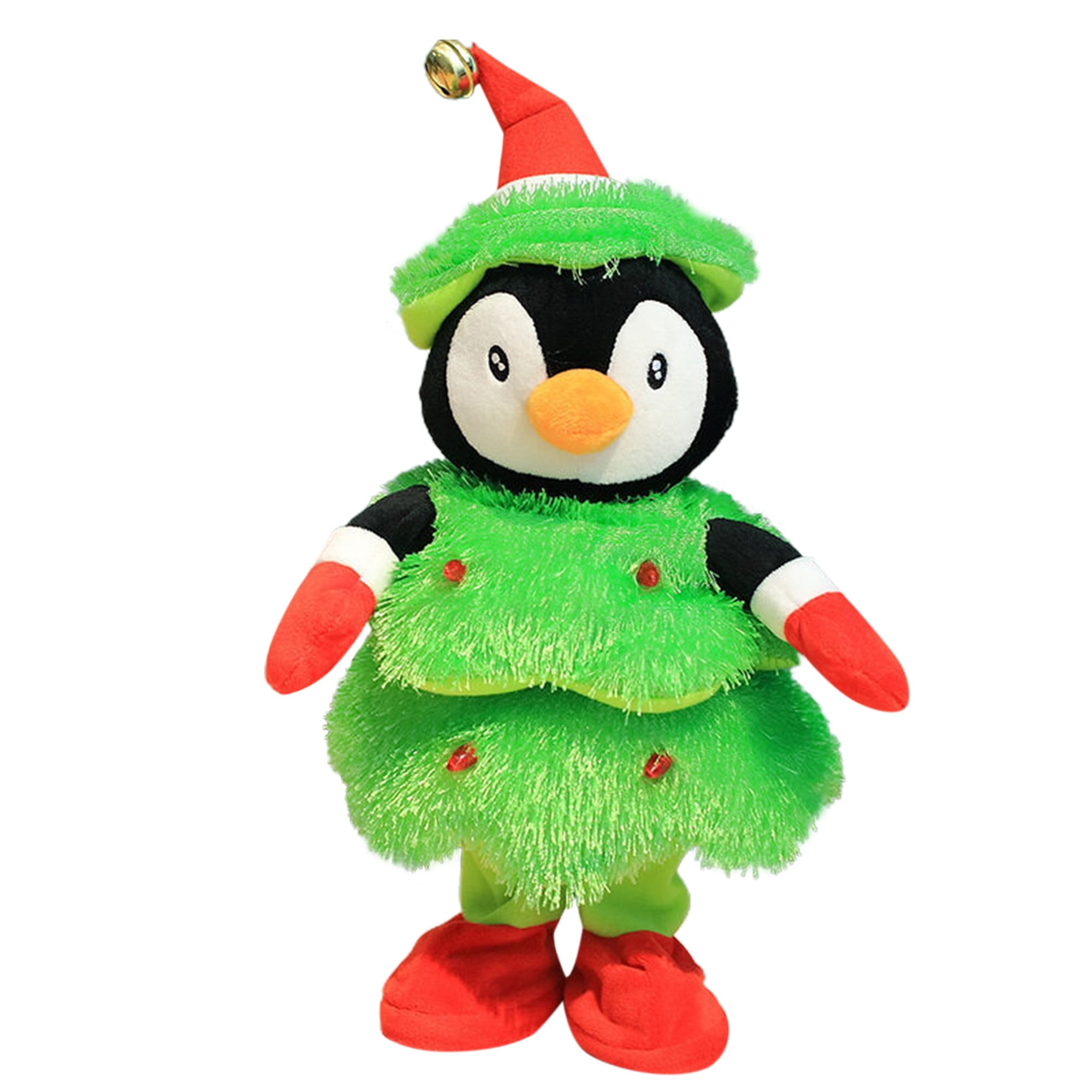 Asashitenel Christmas Doll, Cute Elk/Penguin/Snowman Music Lighting Dancing Recording Desktop Home Decor Favor Gift, Size: 13cm*35cm, Green