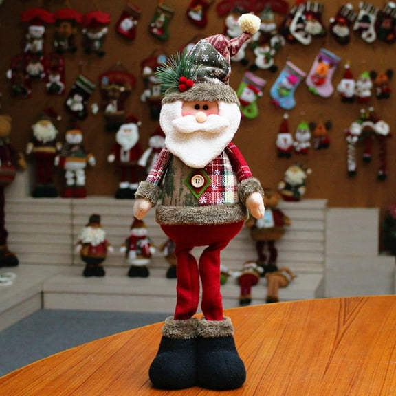 Christmas Doll Decorations, Plush Santa Claus, Snowman, and Reindeer Dolls with Long Legs That can Stand Upright, Tabletop Decorations (Santa Claus)