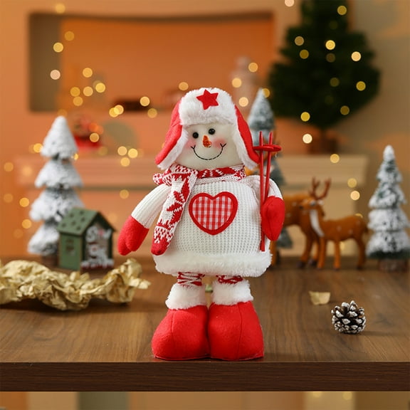 Christmas Dolls, Christmas Tree Decorations, Expandable Knitted Figurines for Holiday Display, Red and White Cloth Doll Props for Gifts
