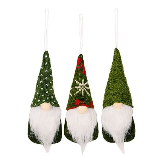 Christmas Dolls Ornaments Set, Striped Faceless Design, 3 Pieces & Safe Material, for Tree, Home, and Holiday Decorations